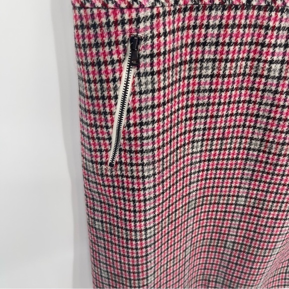 Talbots Straight Skirt Womens Size 16 Wool Blend Pencil Plaid pink black pockets - Picture 3 of 8